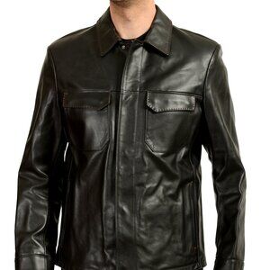 Scuderia Ferrari Men's Black "Livrea" Leather Driver Bomber Jacket US XL IT 54